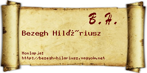 Bezegh Hiláriusz névjegykártya